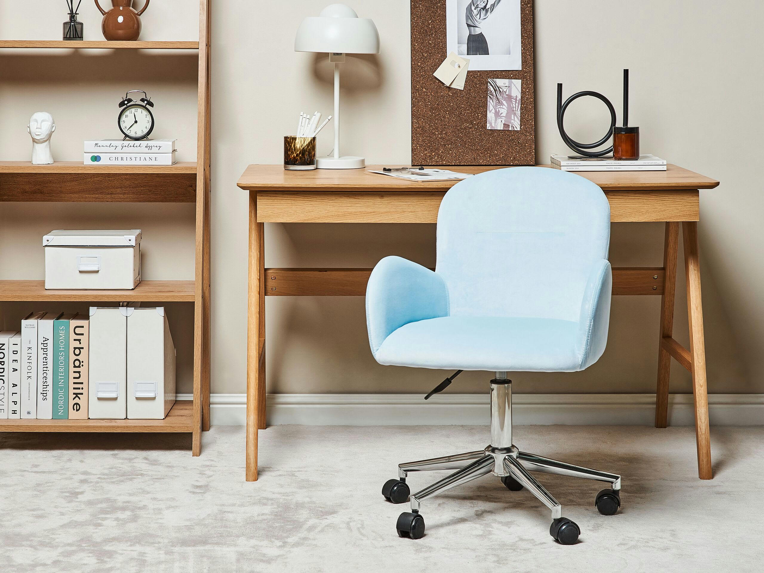PRIDDY - Chaise de bureau en velours bleu clair