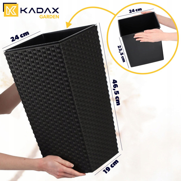 Kadax Donica Doniczka Wkład 24x47cm Wysoka Czarna