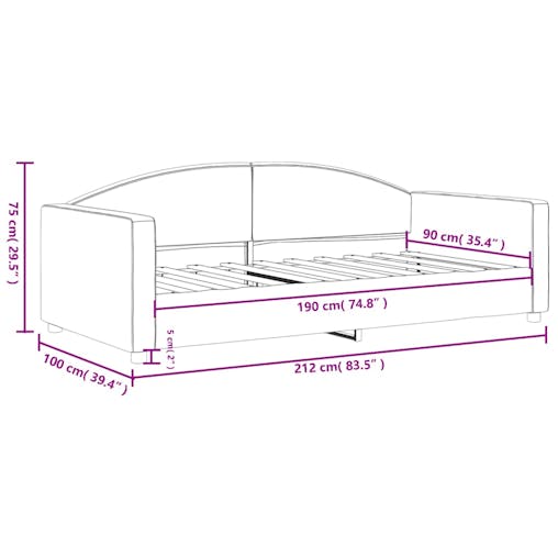 NNEVL Day Bed Dark Grey 90x190 cm Fabric
