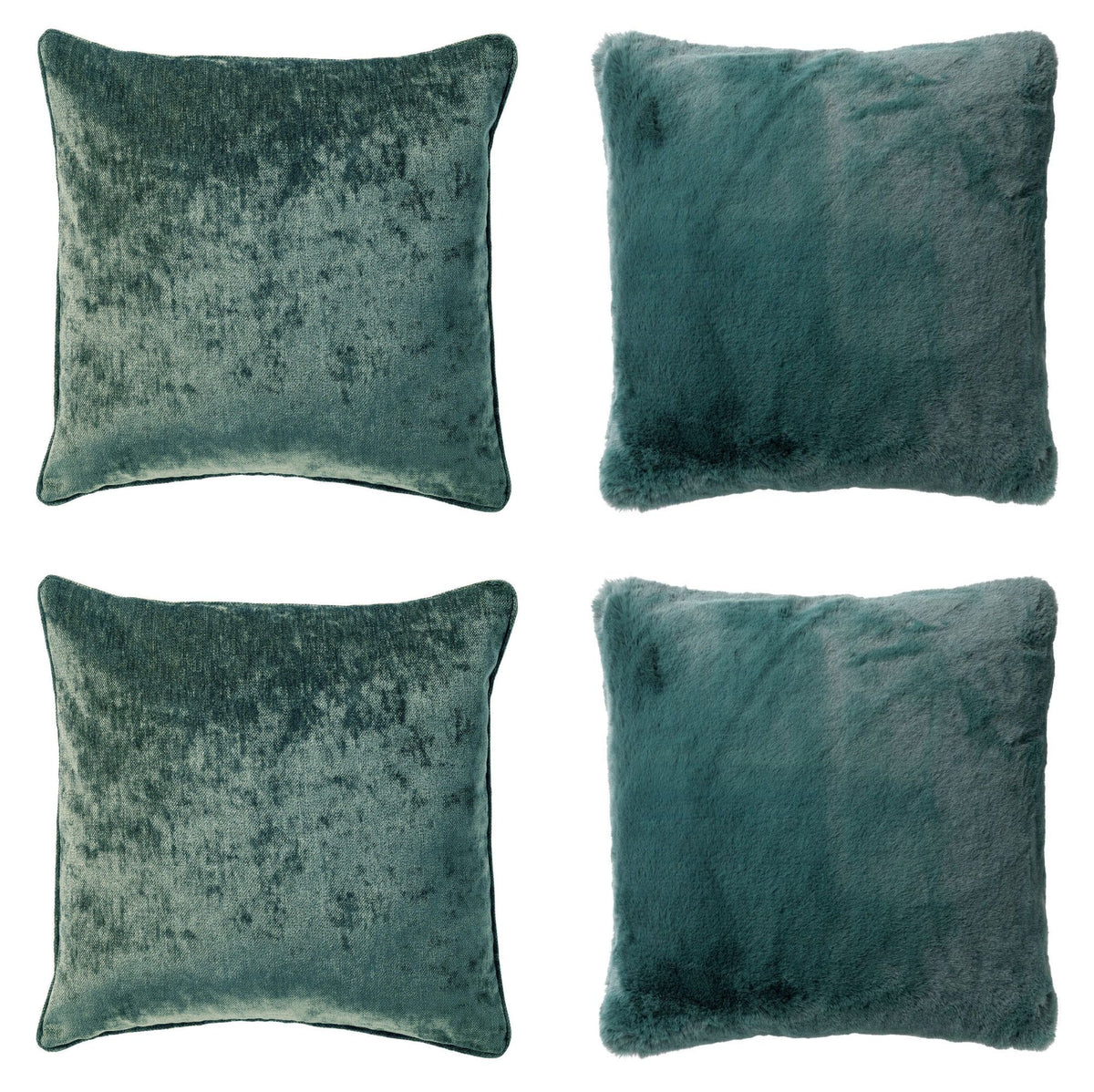 KUSSENSET - 4-delig - Soft Elegance - 45x45 cm - inclusief binnenkussens - groen