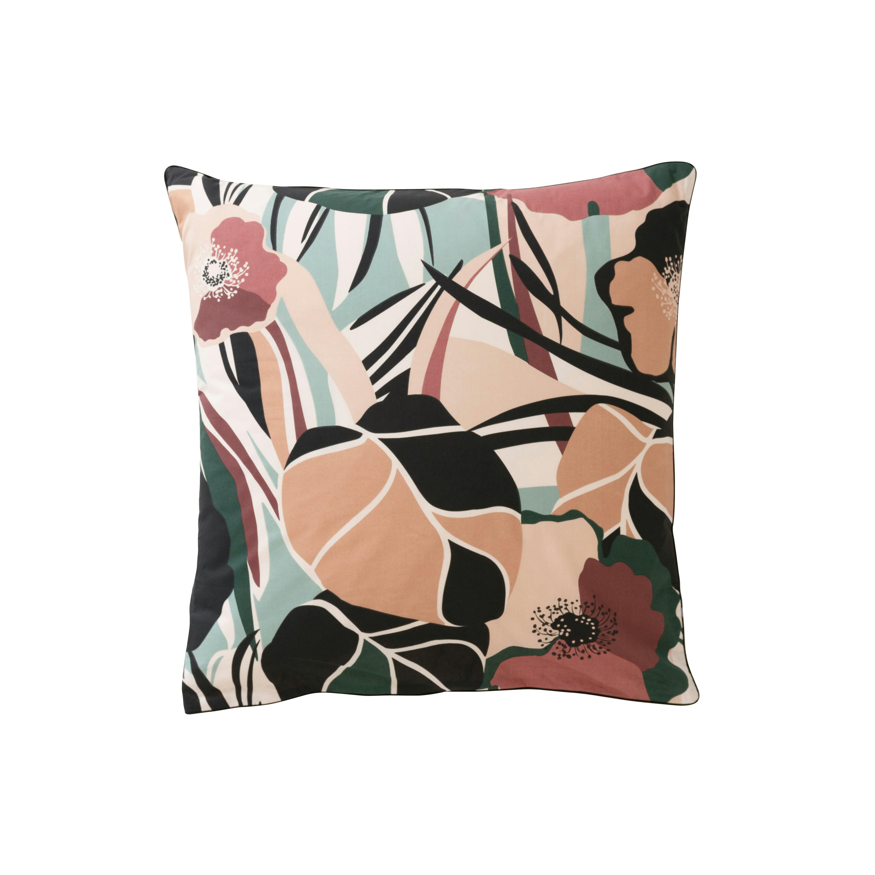 GISELE - Taie d'oreiller carré imprimé rose 64 x 64 cm