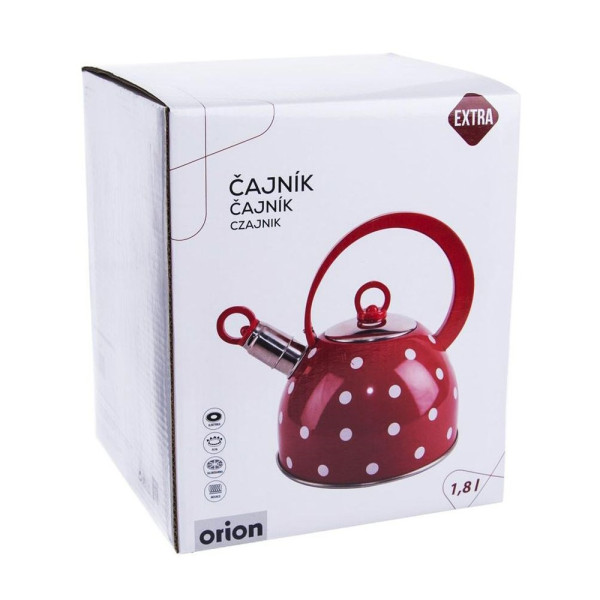 Czajnik z gwizdkiem do gotowania wody stalowy czerwony 1,5 l