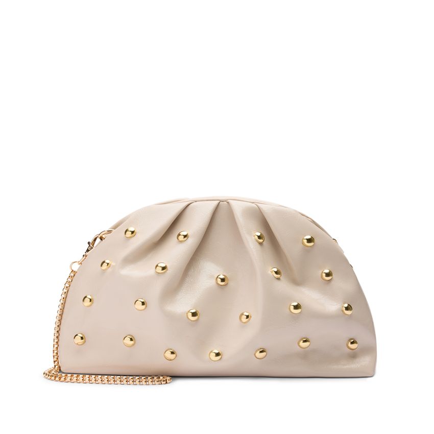 Manfield Beige clutch met gouden studs