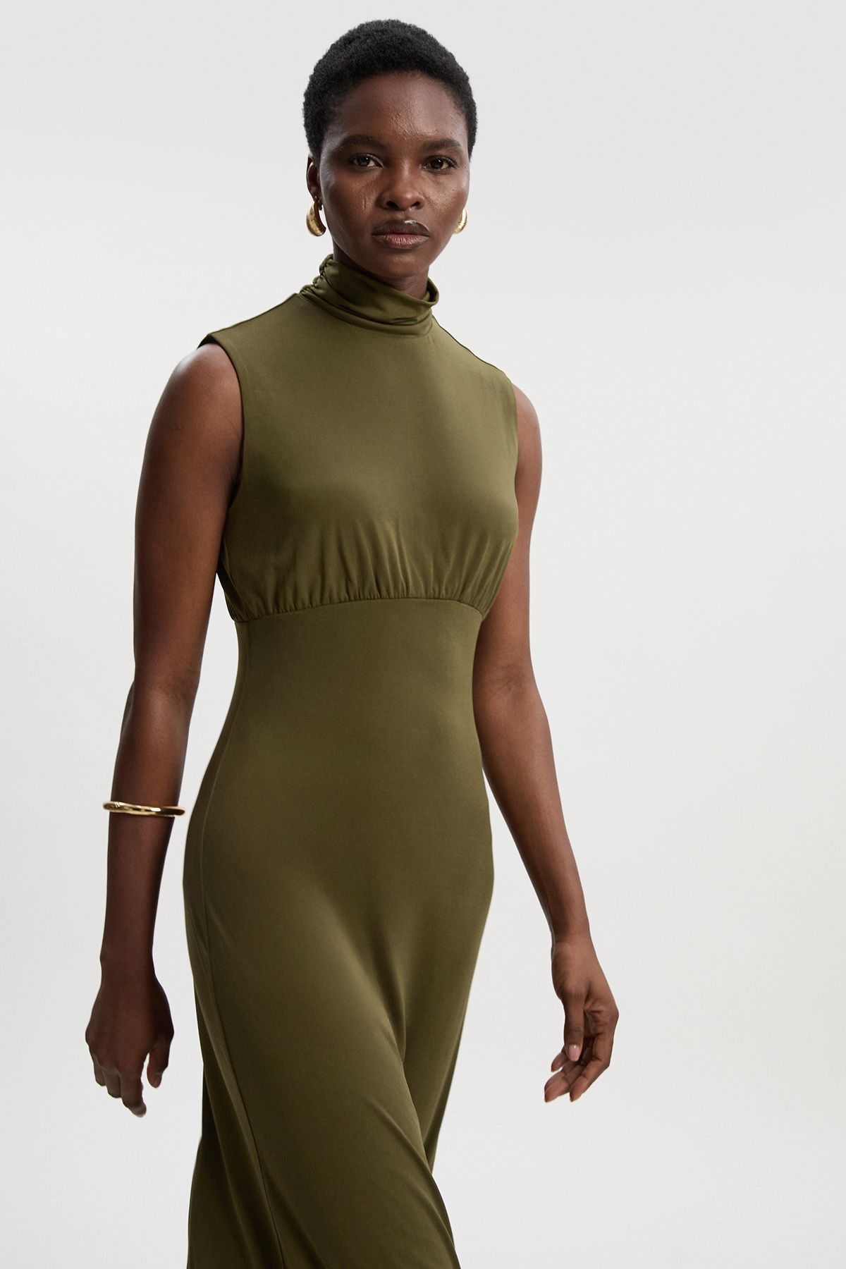 KarenMillen High Neck Jersey Crepe Maxi Dress