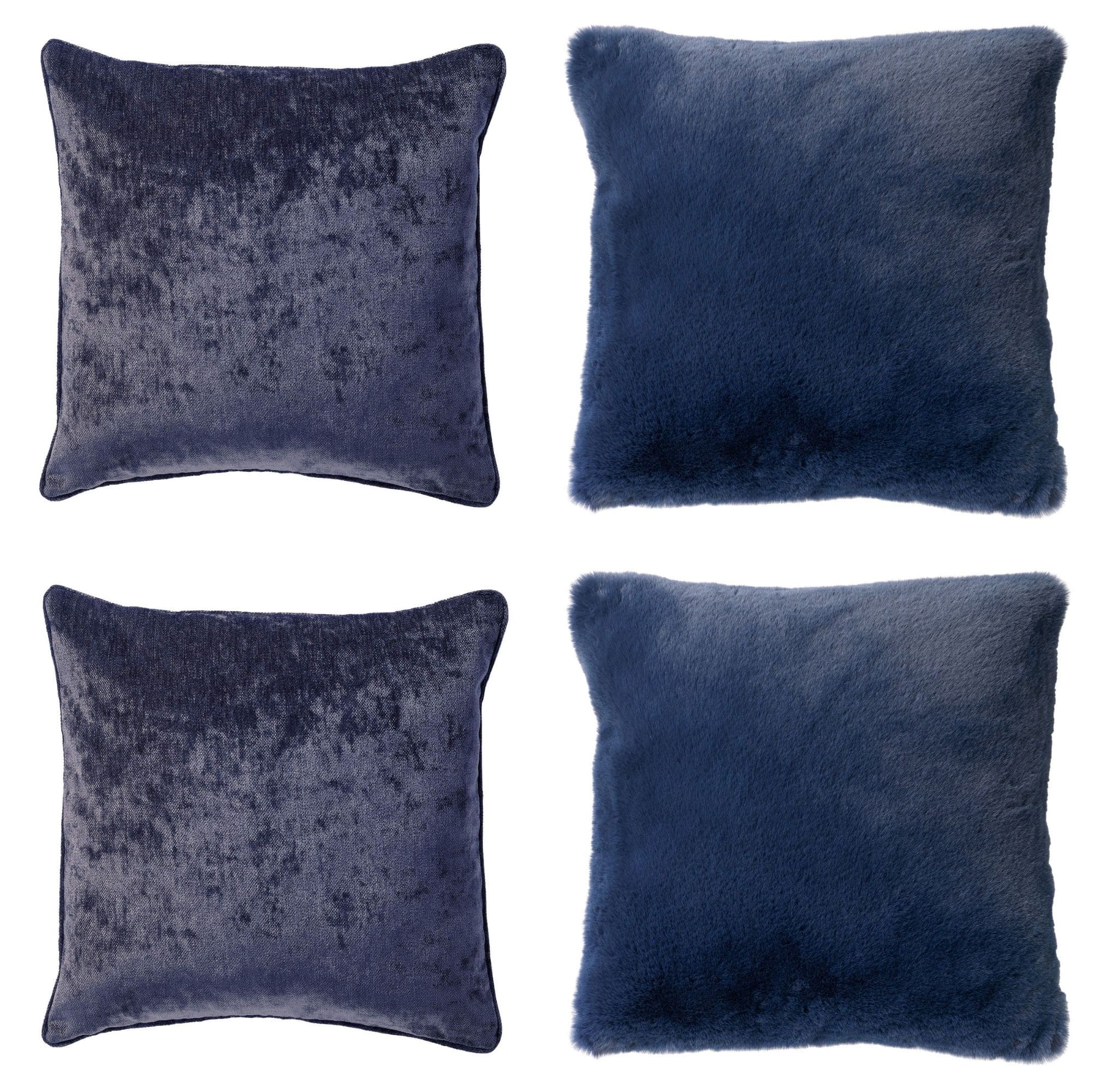 KUSSENSET - 4-delig - Soft Elegance - 45x45 cm - inclusief binnenkussens - blauw