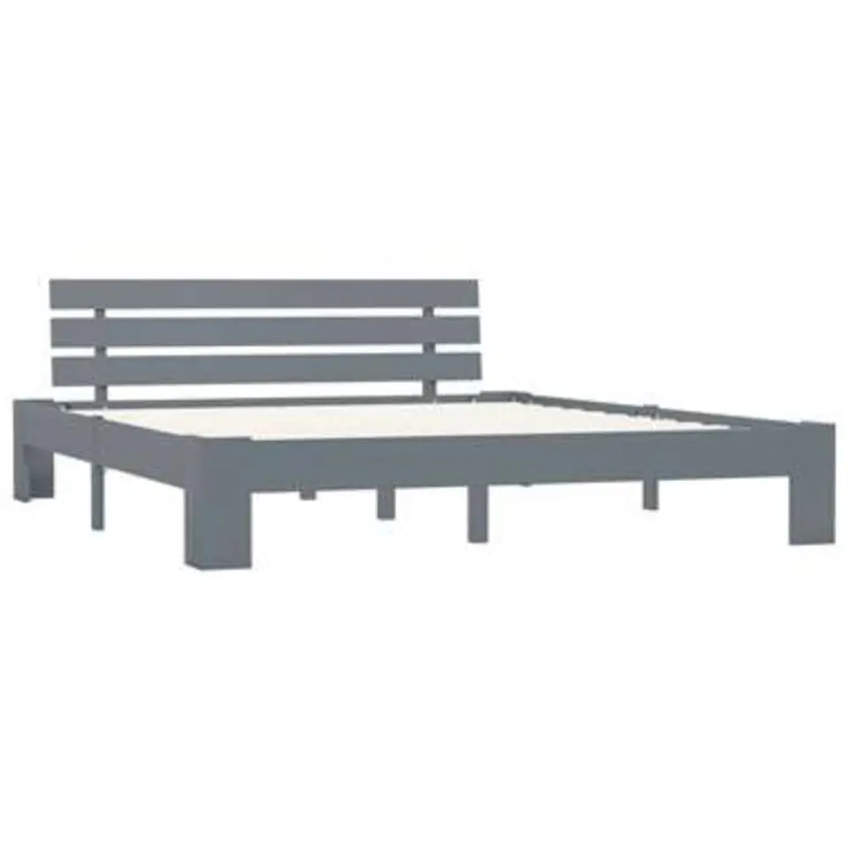 vidaXL - Tweepersoonbed met hoofdbord - Grijs - Massief grenenhout - 160x200 cm