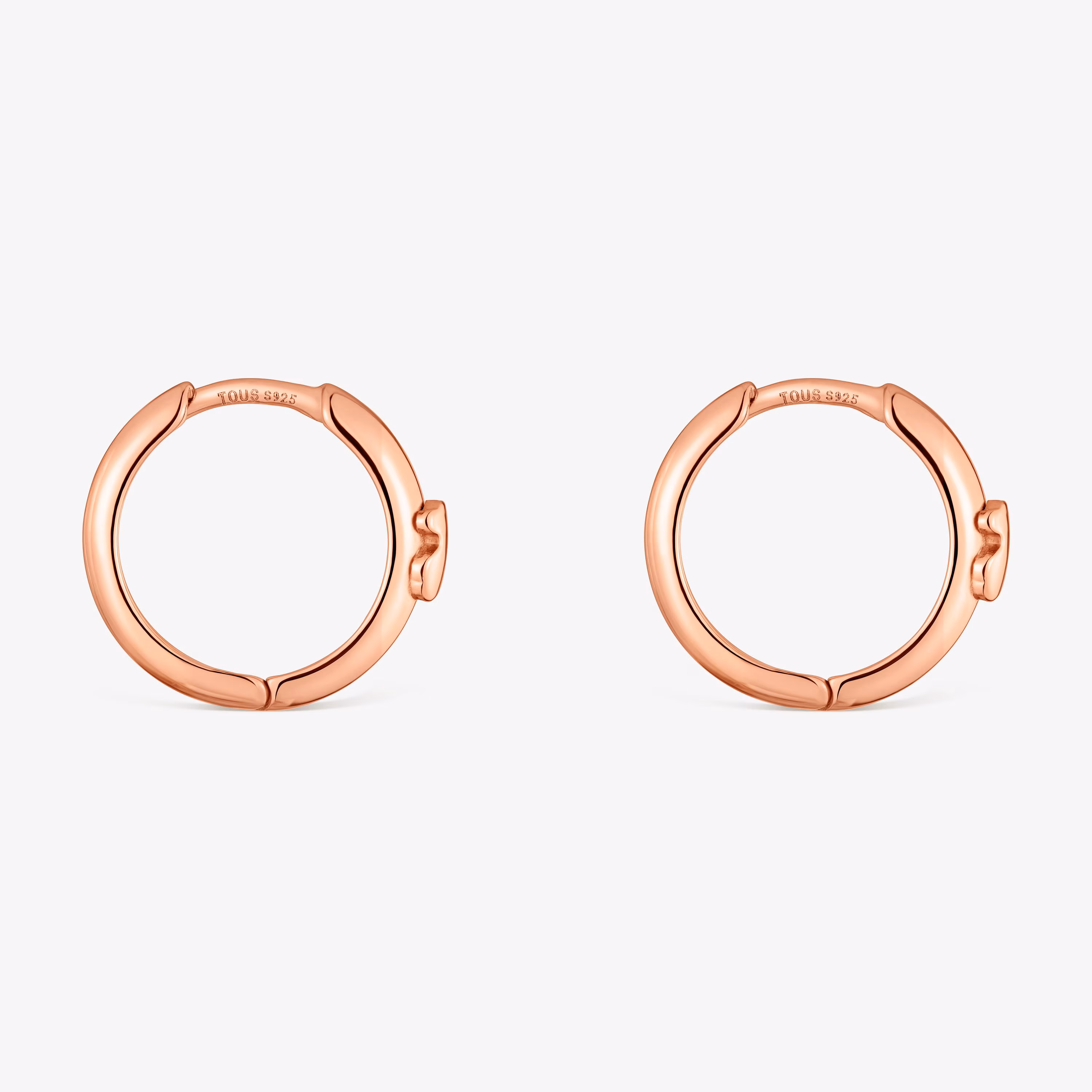 Pendientes de aro con oso y baño de oro rosa 18 kt sobre plata 12 mm TOUS Basics