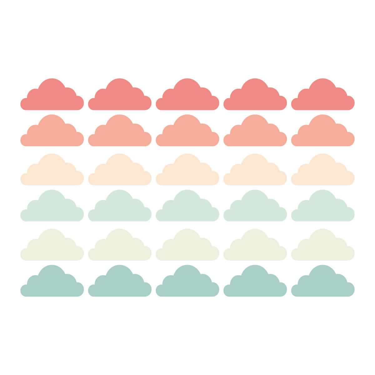 CLOUDS2 - Stickers muraux en vinyle nuages pêche et vert