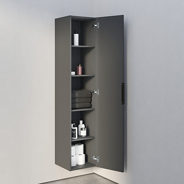 Armoire suspendue Colonne de rangement 35x165x35cm (LxHxP) Anthracite mat   poignée métal Noir mat - TIM