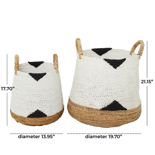 Banana Leaf Bohemian Storage Basket ( Set of 2) - S/2 21", 18"H
