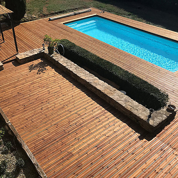 Kit terrasse complet - PIN BRUN - AB STRIé - Ep.27 mm x l.145 mm - L.3,6 m/ 15 m²