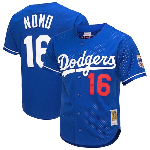 Hideo Nomo Los Angeles Dodgers  Cooperstown Collection Mesh Batting Practice Button-Up Jersey - Royal