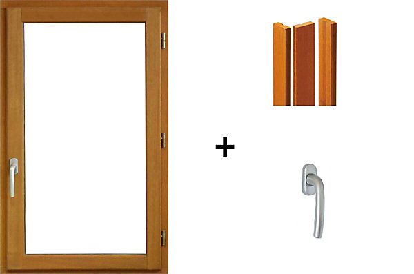 Fenetre Bois 1 Vantail H95 X L60 Cm Tirant Droit, Tapees Iso 100 Cm (2 De 1,9m), Poignee Gd Menuiseries