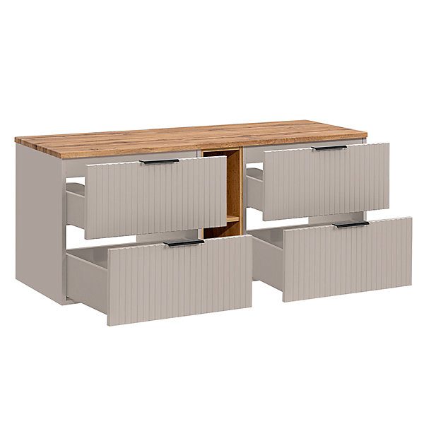 Meuble sous-vasque 140cm 2 niches Adriel Cachemire et Bois