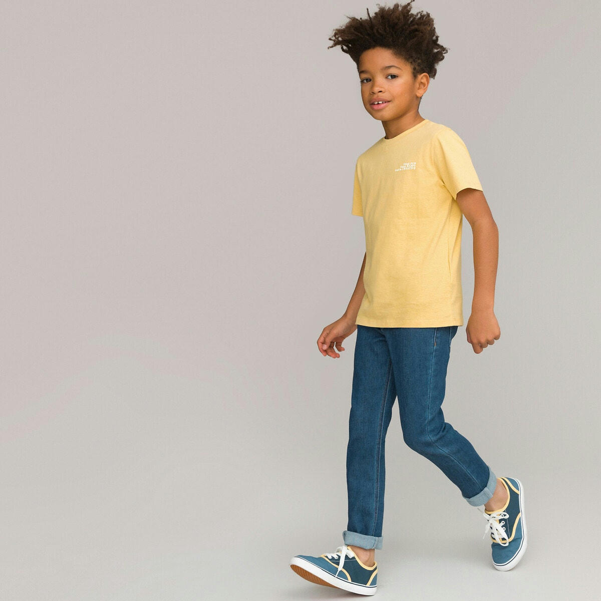 Lot de 3 T-shirts col rond, message poitrine