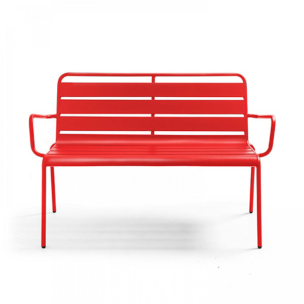 Banc de jardin en métal rouge PalavasOviala