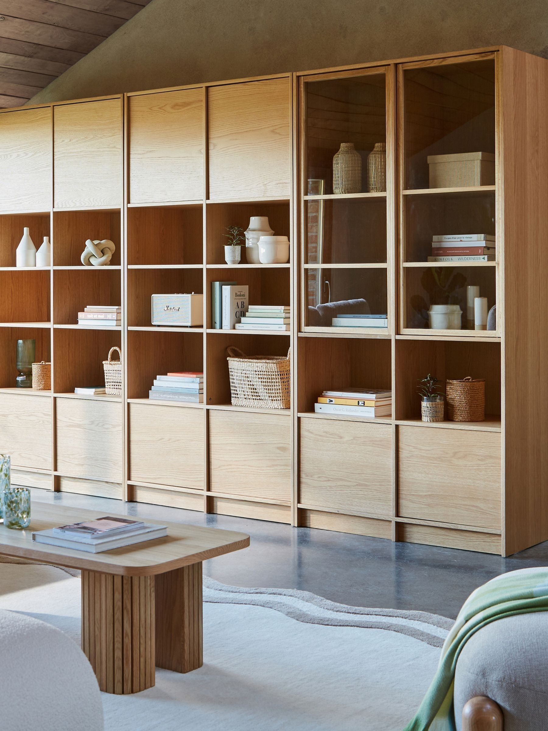 La Redoute Intérieurs Oak Senssia Modular Bookcase in Oak with 4 Doors