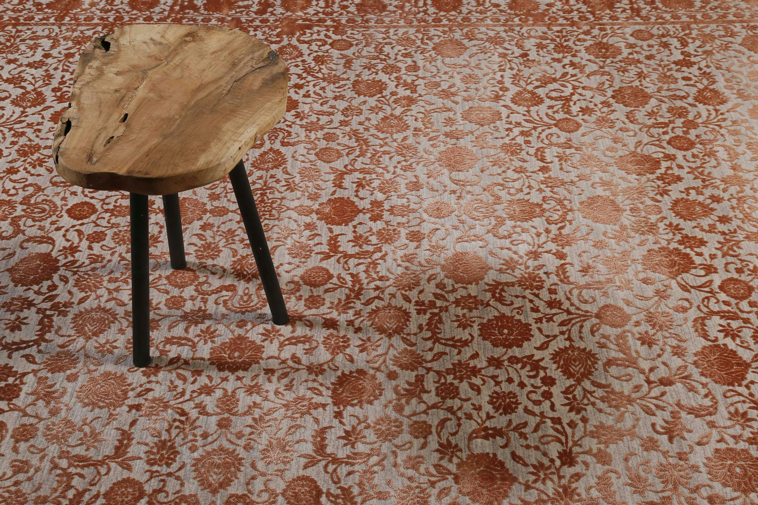 FLORIDA - Tapis classique toucher soyeux vintage terracotta à relief 80x150
