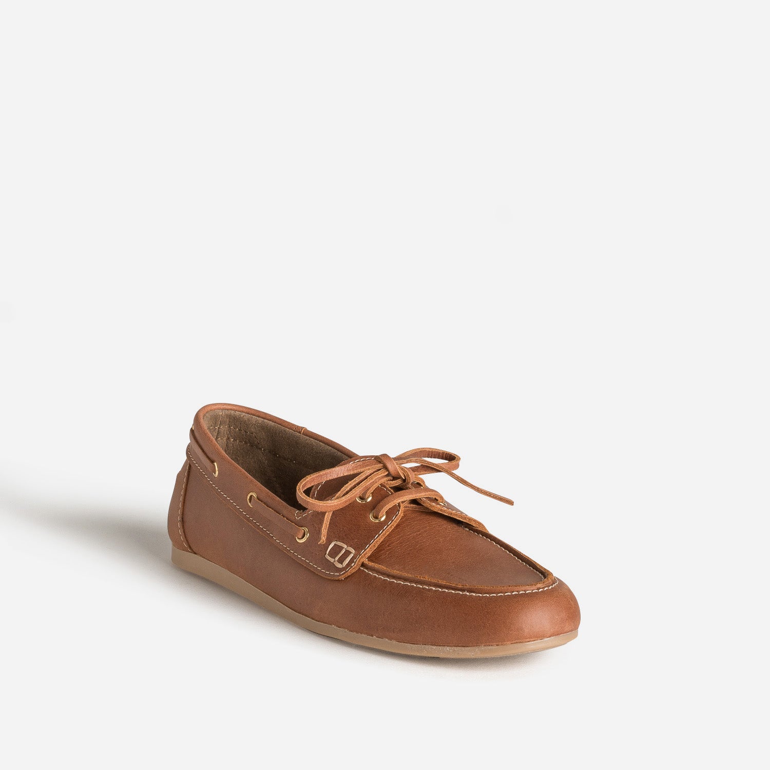 Chaussure-bateau cognac cuir