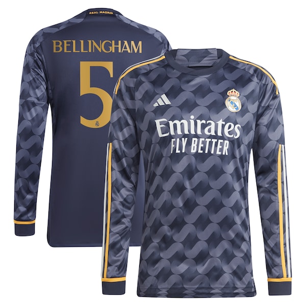 Jude Bellingham Los Merengues adidas 2023/24 Away Long Sleeve Replica Player Jersey - Navy/White