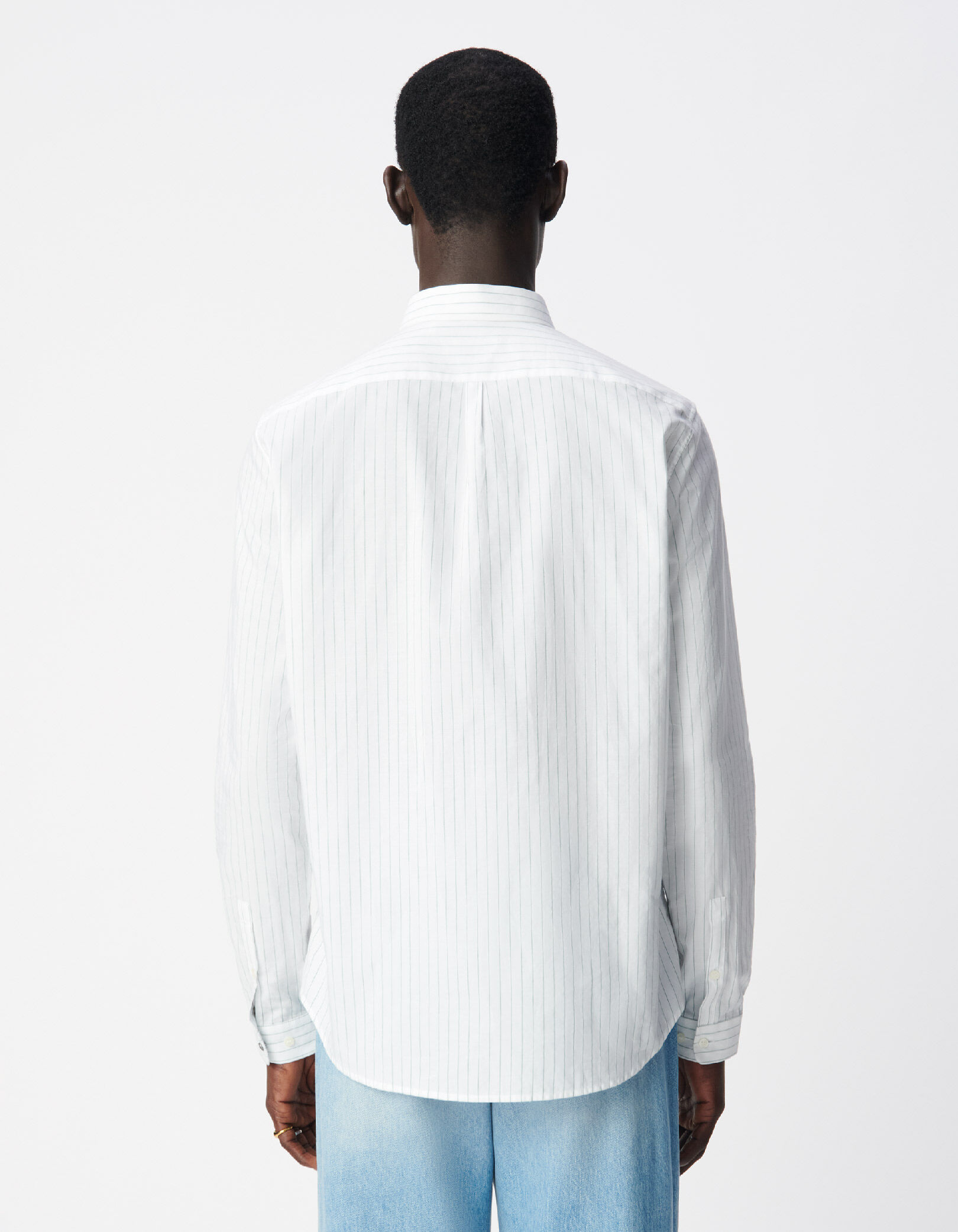 Chemise regular rayée vert amande Homme