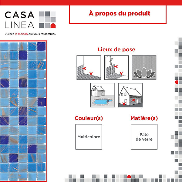MOSAÏQUE OCéAN 1 PLAQUE 32,7 x 32,7 CM CASA LINEA