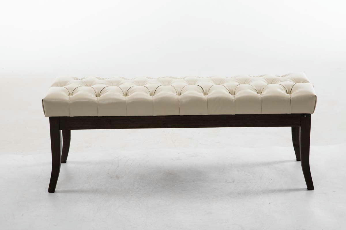 RAMSES - Banquette avec pieds en bois assise en similicuir Crème