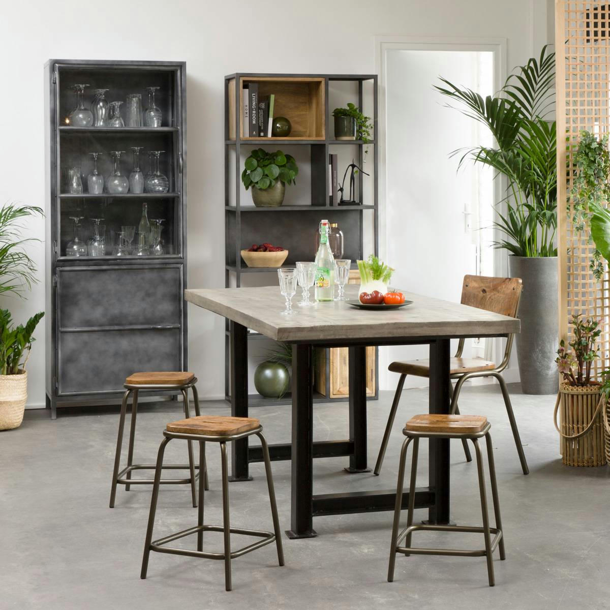 LOCKER - Vaisselier en métal gris 75 cm