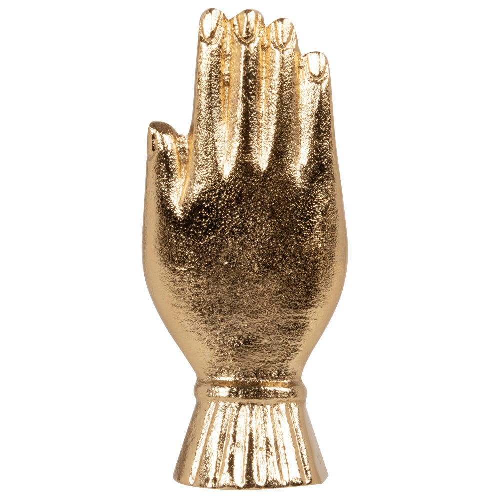 - Statuette main en aluminium doré H18