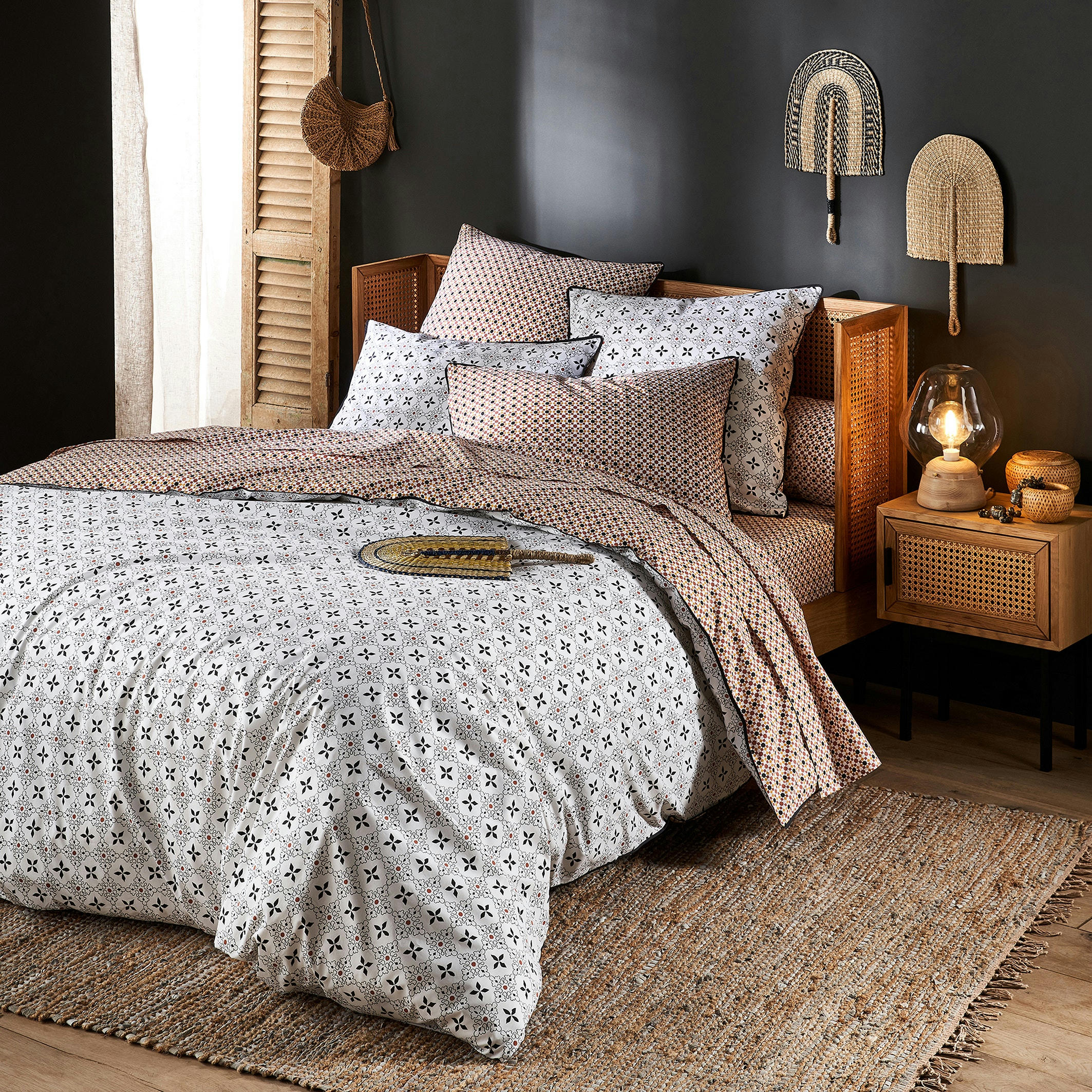 Housse de couette imprimée pur coton, Teyben