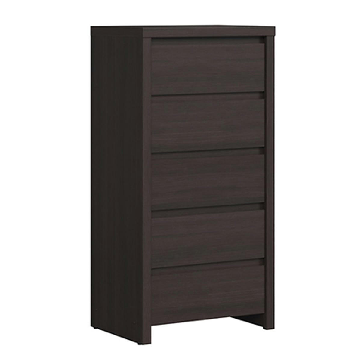 - Chiffonnier 5 tiroirs panneaux agglomérés naturel foncé