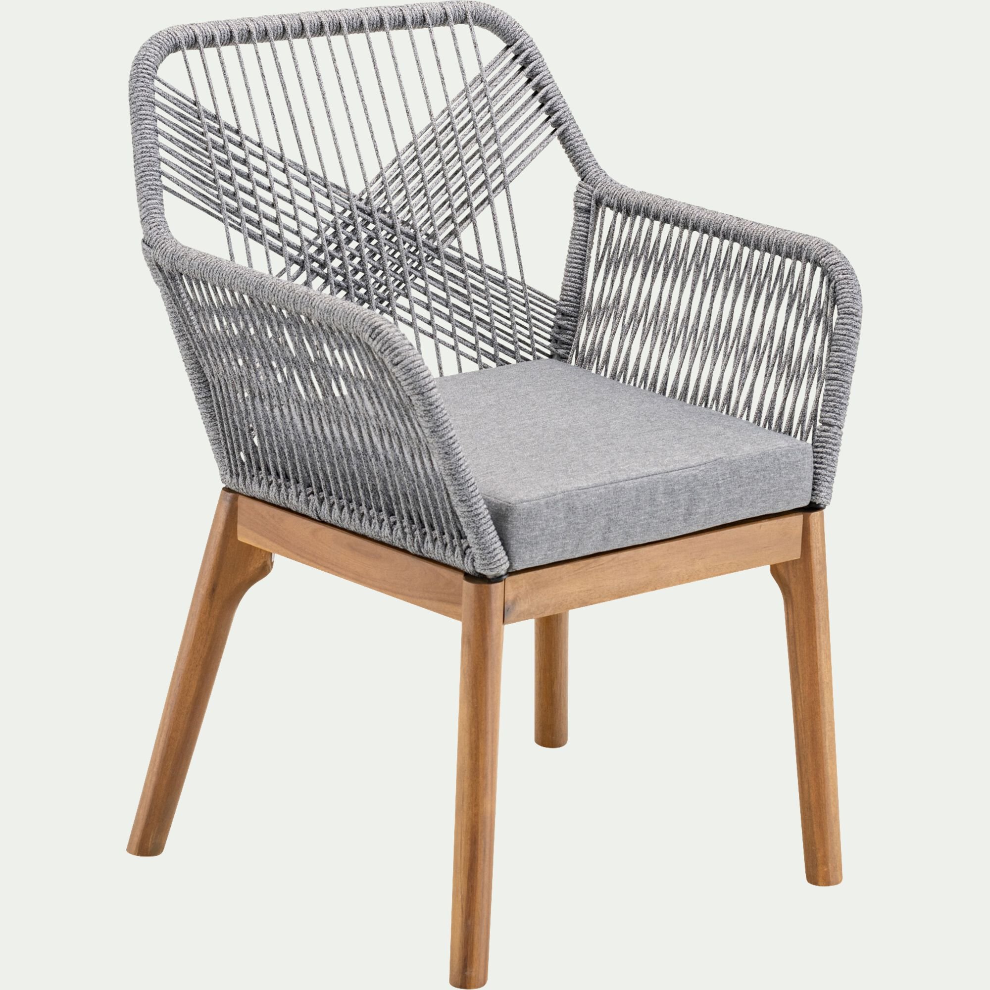 FOSSAN - Chaise de jardin en acier et corde - gris