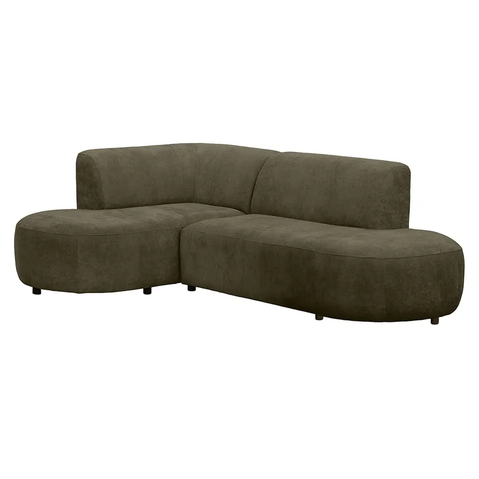 Hoekbank Luna links - stof Rebel - groen