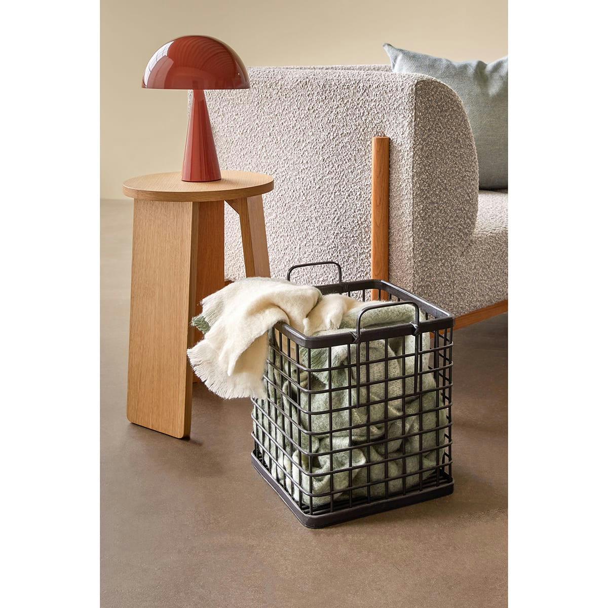 SQUARE - Panier avec anse carré noir en bambou (x3)