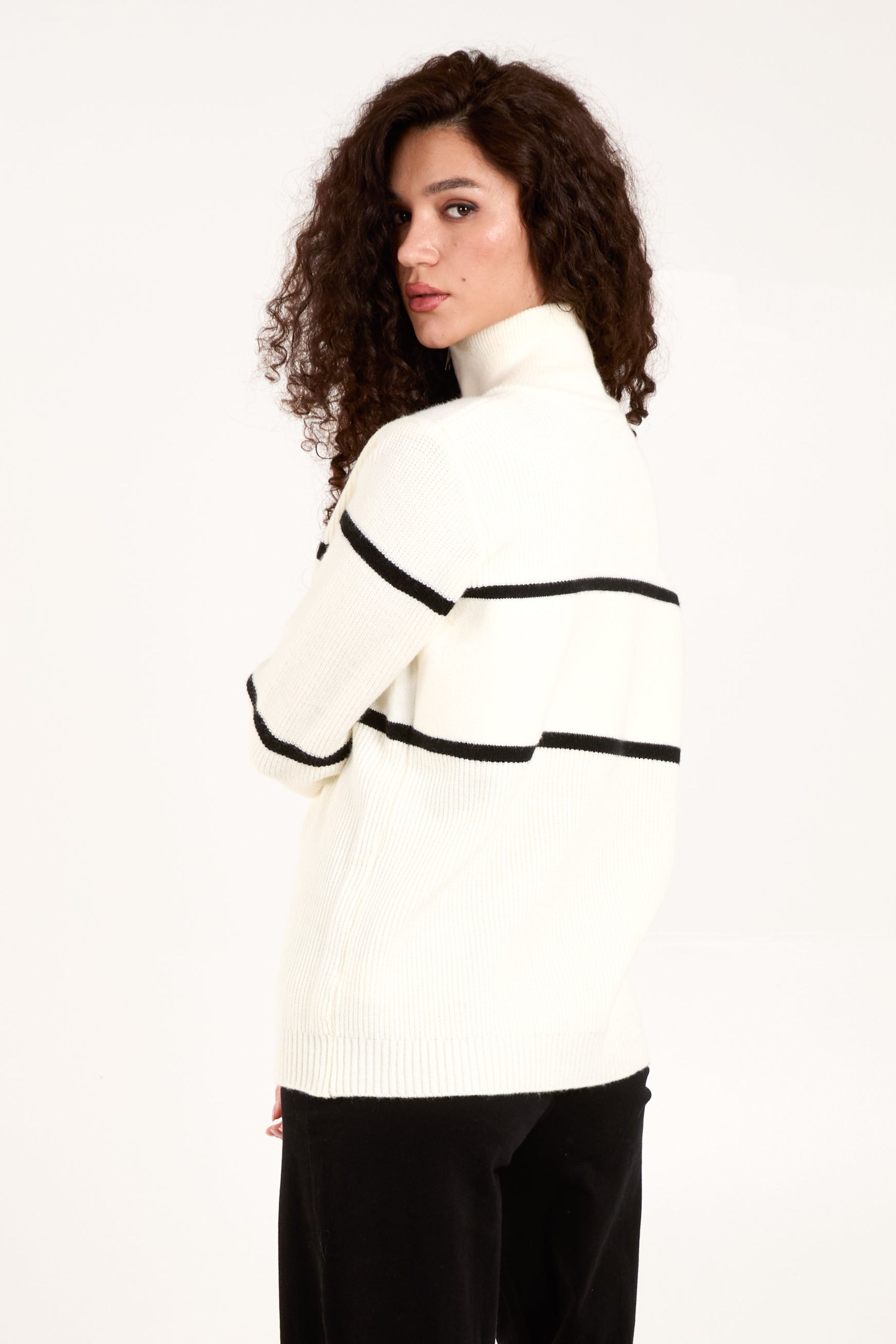 Blue Vanilla Ivory Zip Neck Logo Jumper