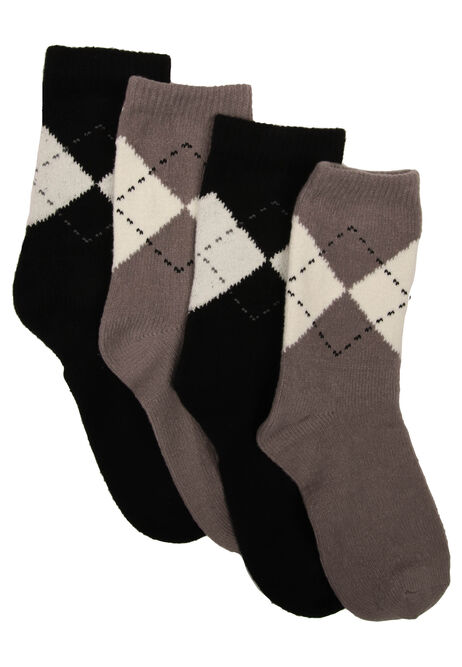 Womens 2pk Black Argyle Socks