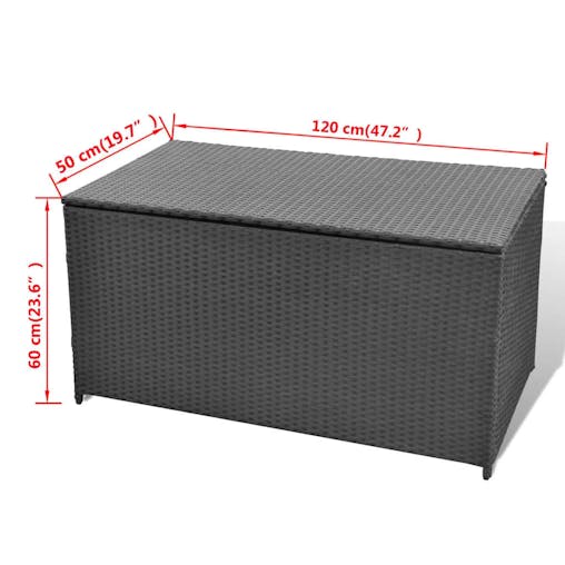 NNEVL Garden Storage Box Black 120x50x60 cm Poly Rattan
