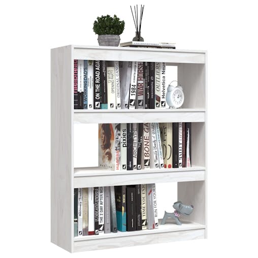 NNEVL Book Cabinet/Room Divider White 100x30x103 cm Solid Pinewood