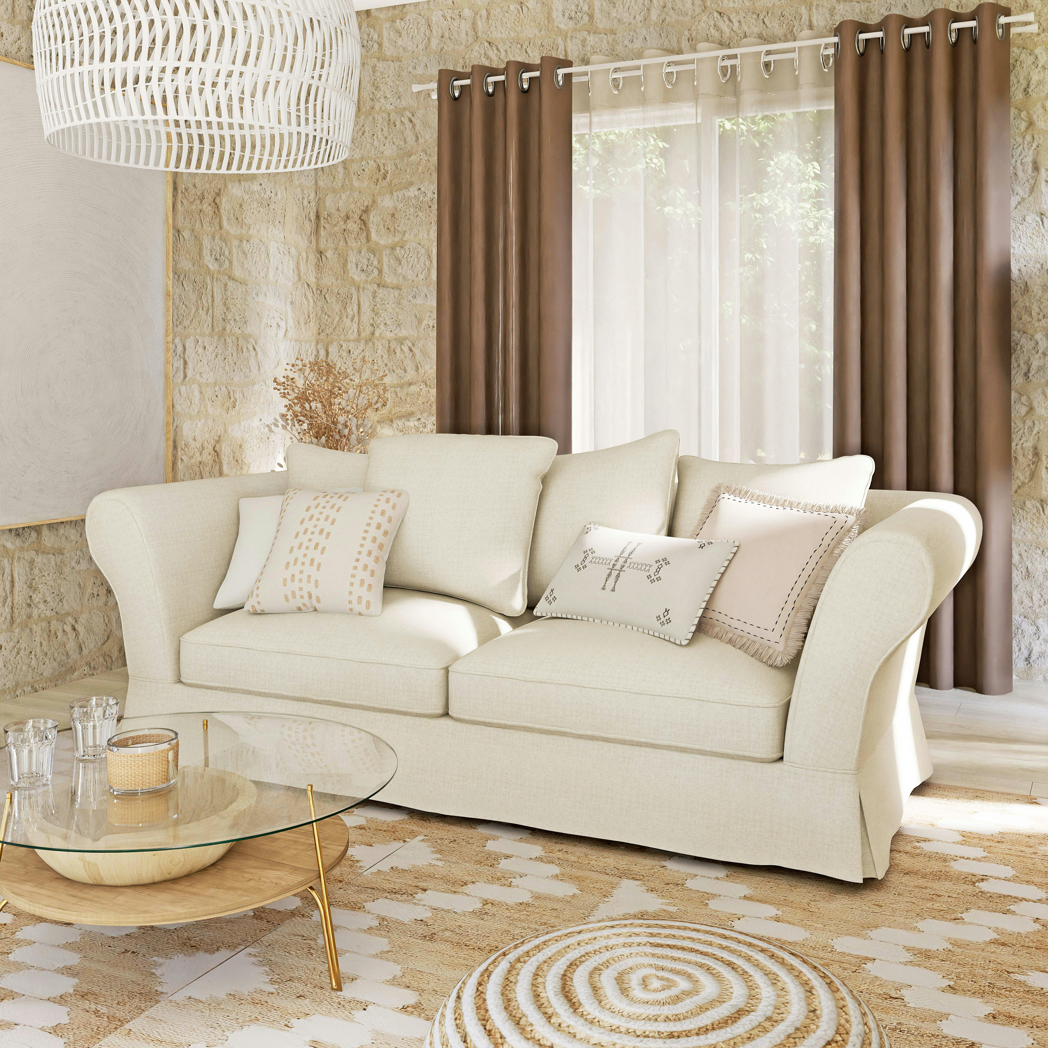 Roma - Housse de canapé fixe et convertible 3/4 places (matelas 6 cm) ivoire