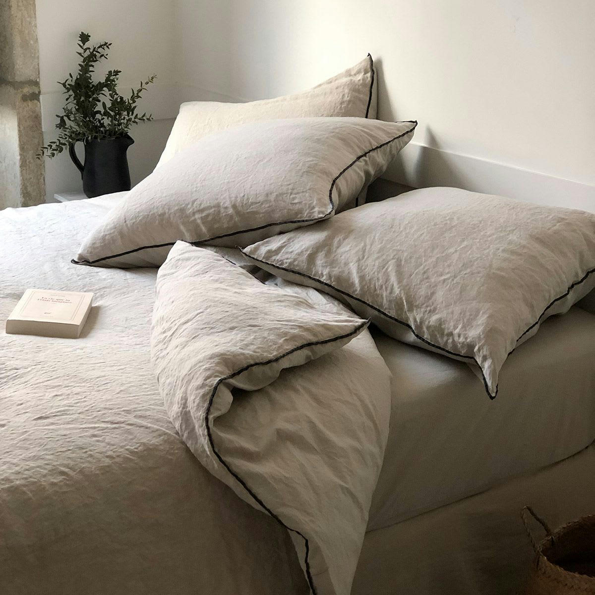 OSLO - Parure de lit en lin lavé 260x240 cm - Beige