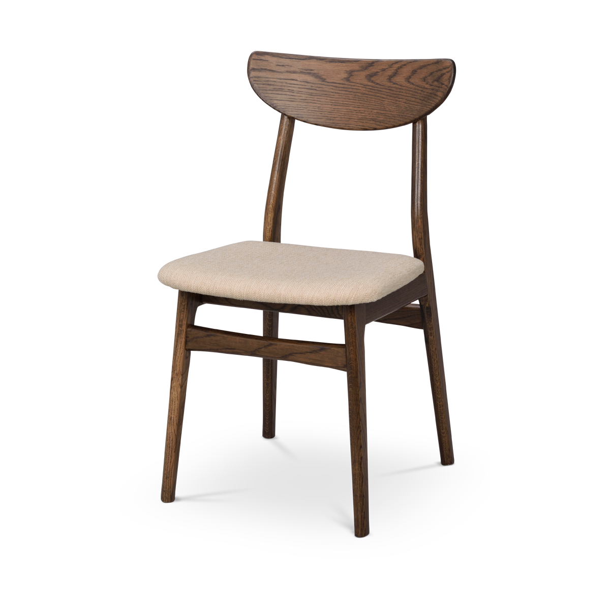 Rowico Home Rodham Houten Eetkamerstoel Donker Eiken - Beige Stof