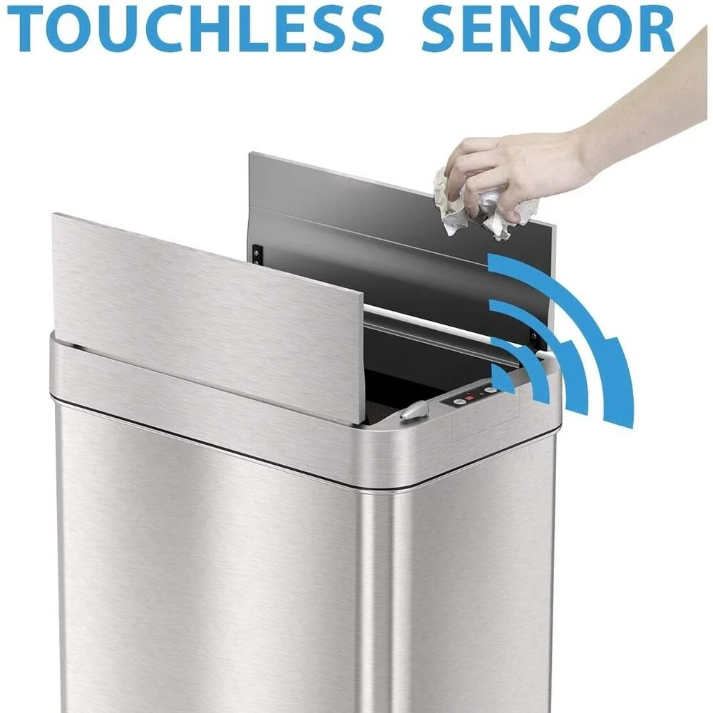 iTouchless 18 Gal Stainless Steel Wings Lid Sensor Kitchen Trash Can