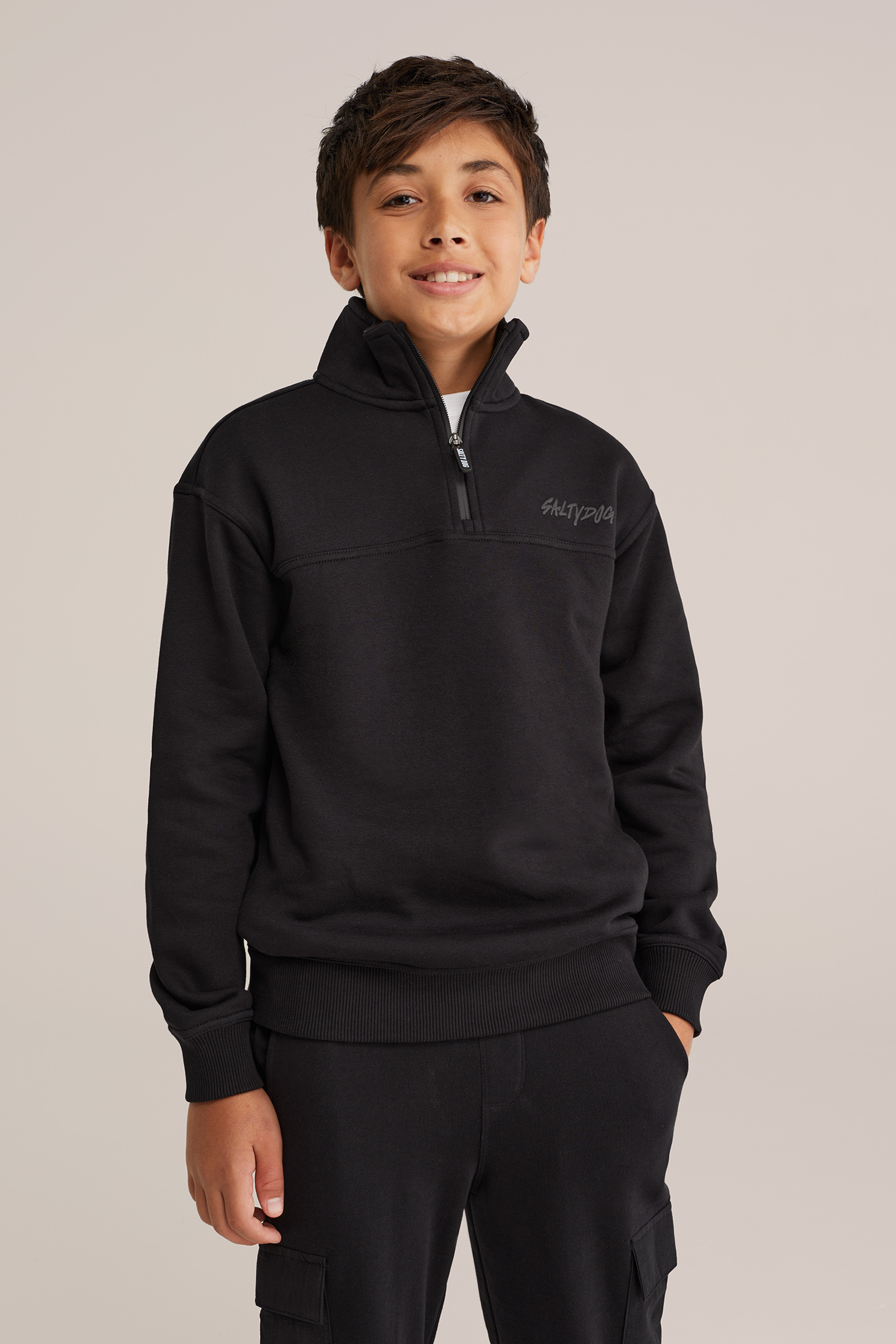 Jongens sweater met quarter-zip