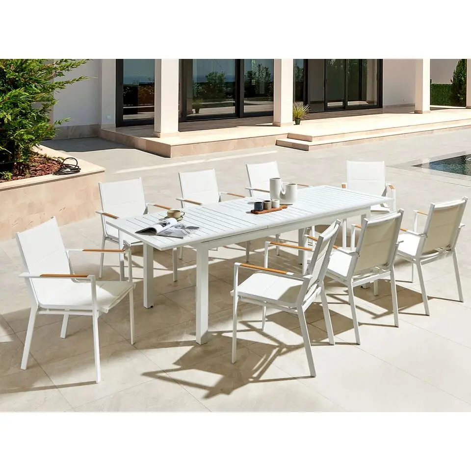 SKALOMA - Tuintafel - Wit - 180/240 x 90 cm - Aluminium