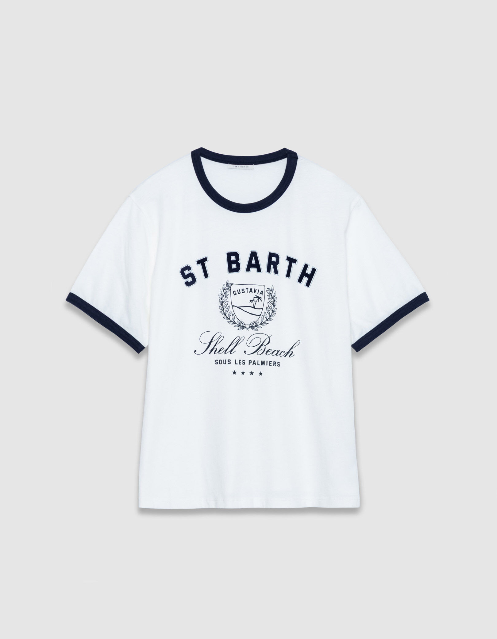 Tee-shirt col rond blanc coton bio message Femme