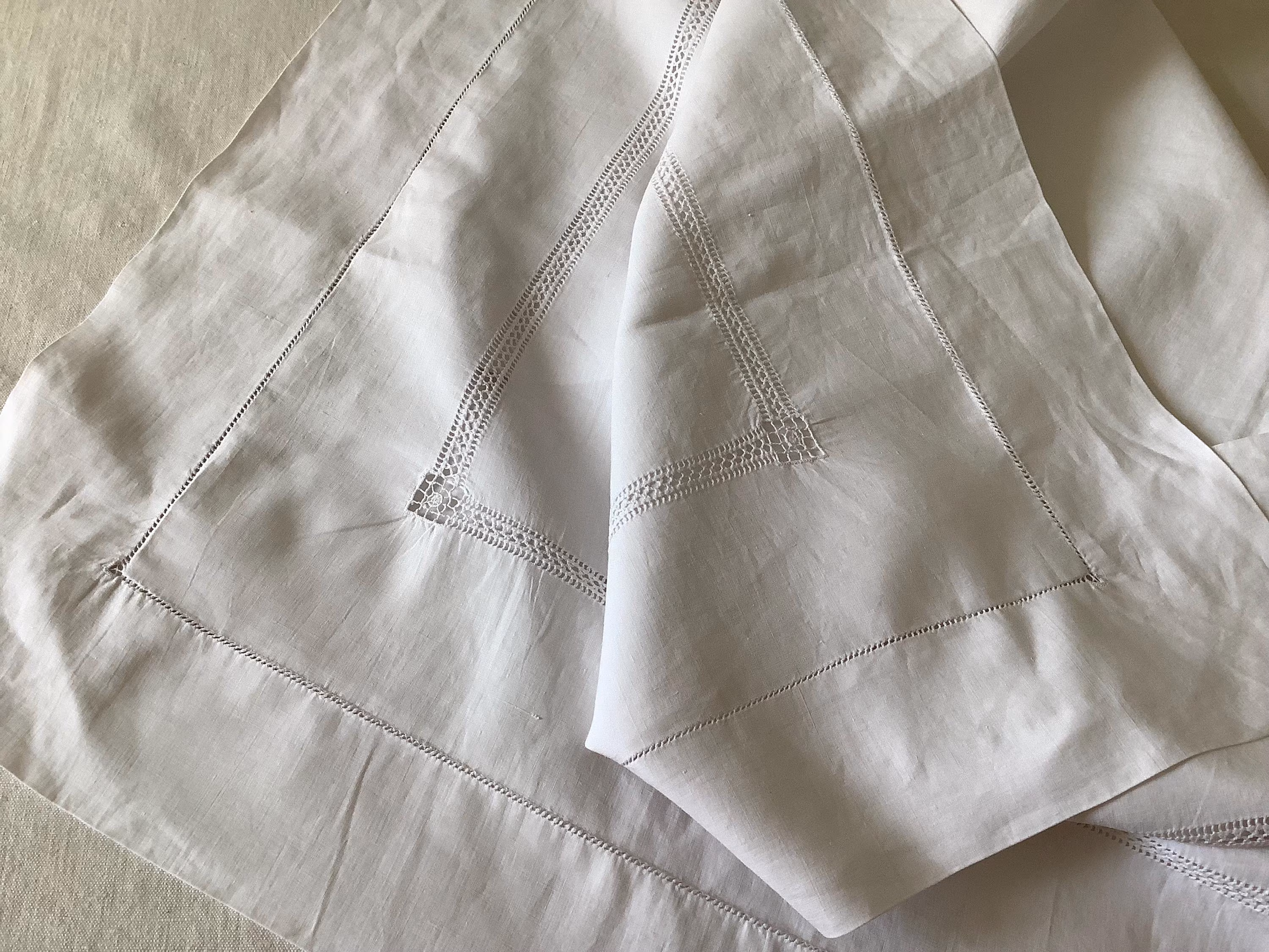 Lovely Simple Large French Pure Linen Pillow Sham Hand Needlework