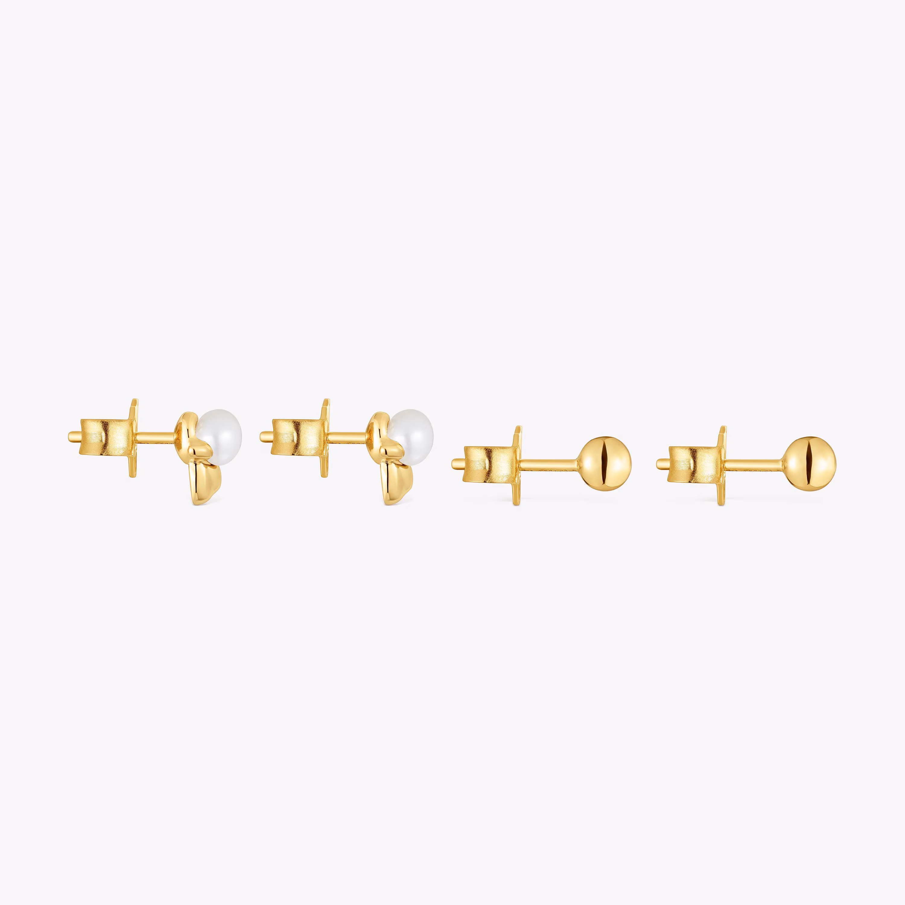 Pack de pendientes con baño de oro 18 kt sobre plata motivo pato y perlas cultivadas Virtual Garden