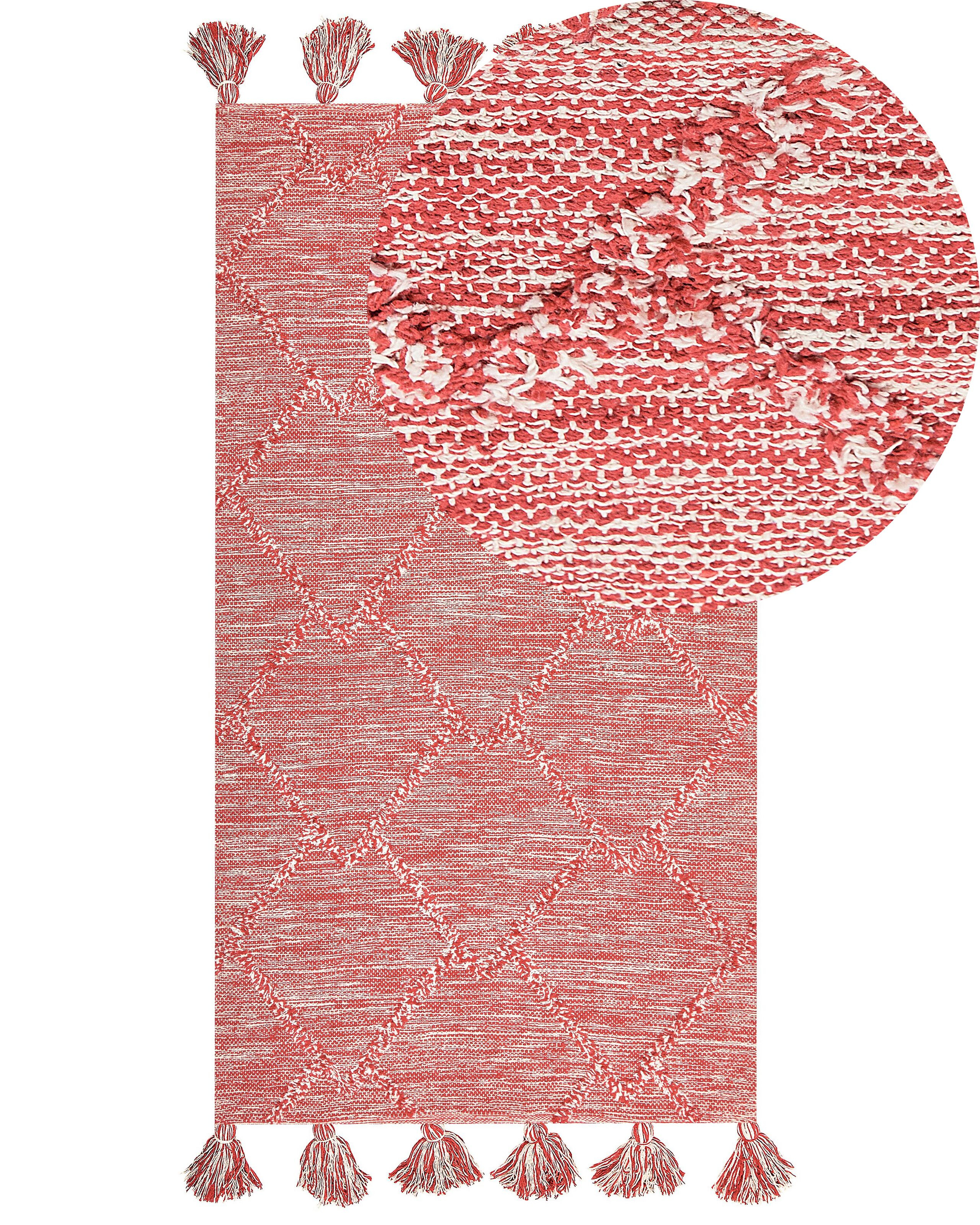 Dywan bawełniany 80x150 cm czerwony