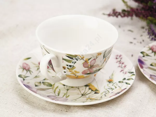 Komplet 2 filiżanek ze spodkami 0,25 l / 15 cm Duo - Pansy 15.PAN.K2FS