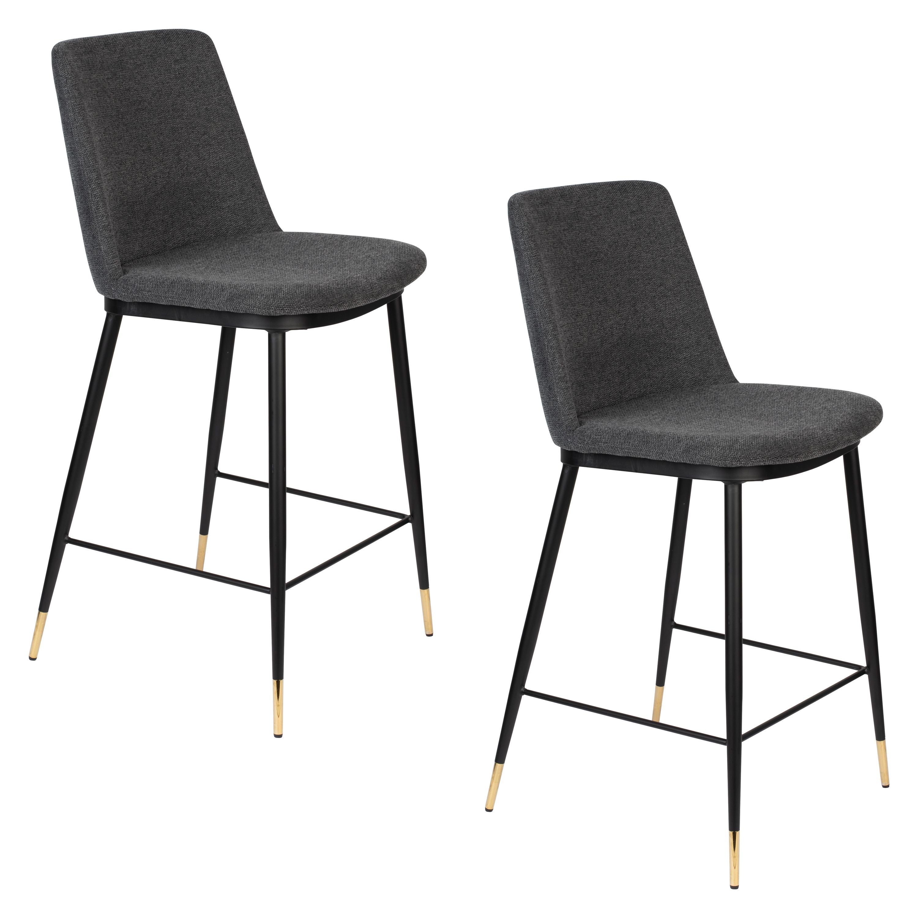 Housecraft Living Lionel Barkrukken rugleuning 65 cm Donkergrijs - Set van 2
